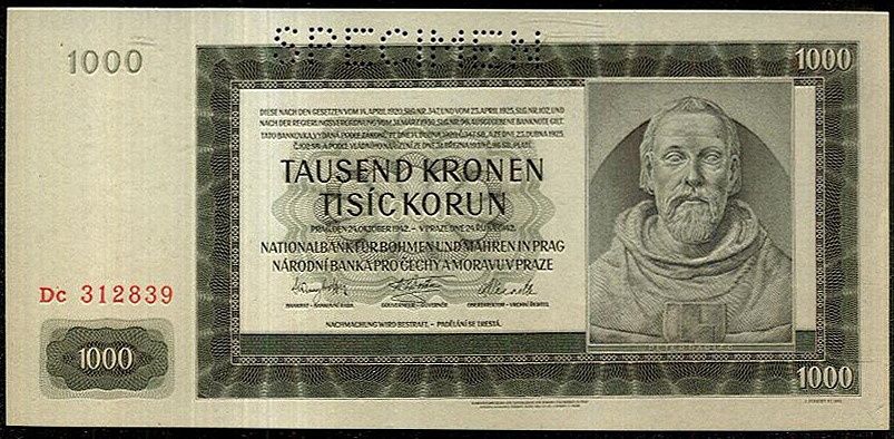 1000 Koruna 1942 | antikvariat - detail bankovky