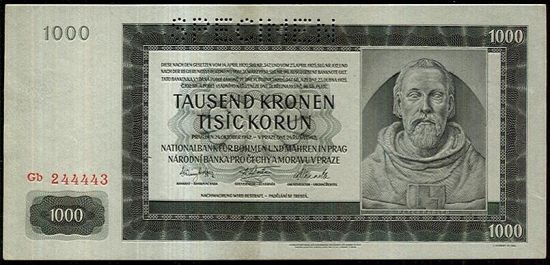 1000 Koruna 1942 | antikvariat - detail bankovky
