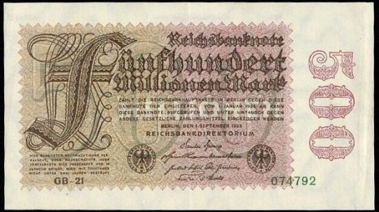 500 mil Marek 1923 - A9281 | antikvariat - detail bankovky