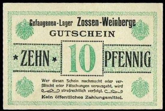 zajatecke tabory ZossenWeinberge 10 Fenik - A9295 | antikvariat - detail bankovky