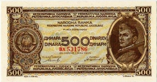 Jugoslavie  500 Dinar 1946 - A9306 | antikvariat - detail bankovky