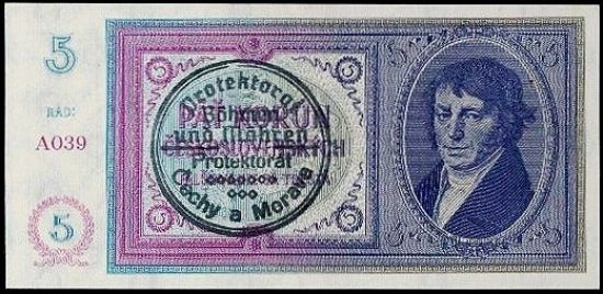 5 Koruna 1939 rucni raz - A9374 | antikvariat - detail bankovky