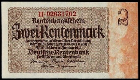 2 Rentenmarka 1937 - 9415 | antikvariat - detail bankovky