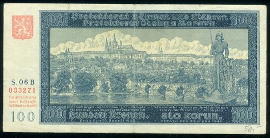 100 Koruna 1940 - 9500 | antikvariat - detail bankovky