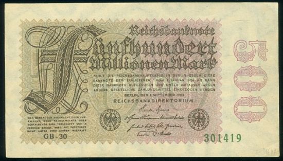 500 Milionu Marek 1923 - 9522 | antikvariat - detail bankovky