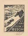 Ex libris Egon Busch - Nastoupil  Naston JFK | antikvariat - detail grafiky