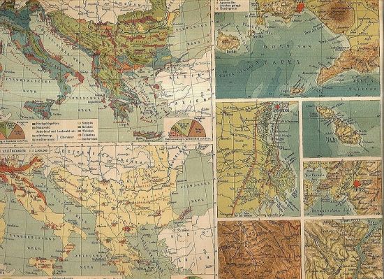 Nebenkarten zur Balkan und Apenninen  Halbinsel | antikvariat - detail grafiky