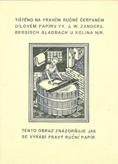 Propagacni letak na rucni papir J W Zanders | antikvariat - detail grafiky