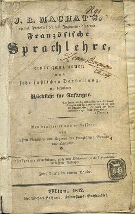 Franzosische Sprachlehre - Machat JB | antikvariat - detail knihy