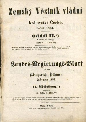 Zemsky vestnik vladni pro kralovstvi Ceske roc 1853 | antikvariat - detail knihy