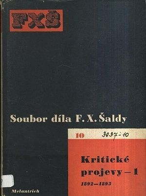 Soubor dila FX Saldy  Kriticke projevy 1  18921893 | antikvariat - detail knihy