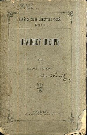 Hradecky rukopis - Patera Adolf  vydalzpracoval | antikvariat - detail knihy