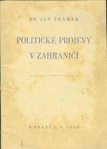 Politicke projevy v zahranici - Sramek Jan Dr | antikvariat - detail knihy