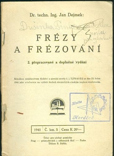Frezy a frezovani - Dejmek Jan | antikvariat - detail knihy