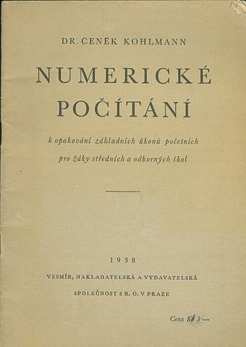 Numericke pocitani - Kohlmann Cenek | antikvariat - detail knihy