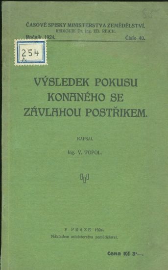 Vysledek pokusu konaneho zavlahou postrikem - Topol V Ing | antikvariat - detail knihy