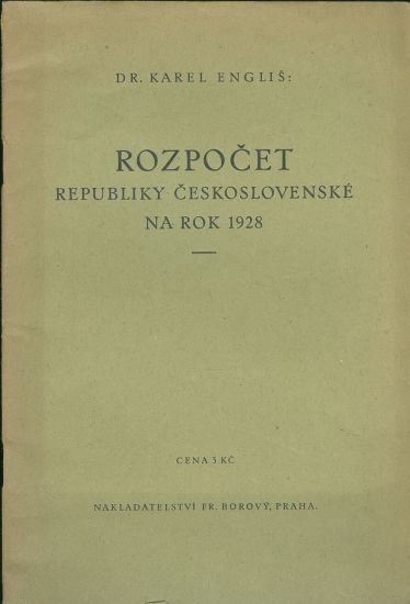 Rozpocek Republiky ceskoslovenske na rok 1928 - Englis Karel | antikvariat - detail knihy