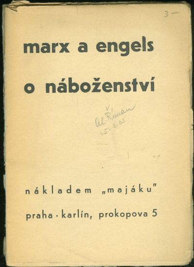Marx a Engels o nabozenstvi | antikvariat - detail knihy