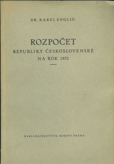 Rozpocet republiky ceskoslovenske na rok 1931 - Englis Karel Dr | antikvariat - detail knihy