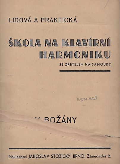 Lidova a prakticka skola na klavirni harmoniku se zretelem na samouky - Bozany Gustav | antikvariat - detail knihy