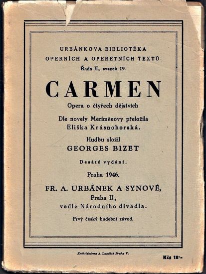 Carmen  Opera o ctyrech dejstvich - Bizet Gerges | antikvariat - detail knihy