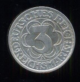 3 Marka 1927 A Nemecko Vymarska republ - A7896 | antikvariat - detail numismatiky