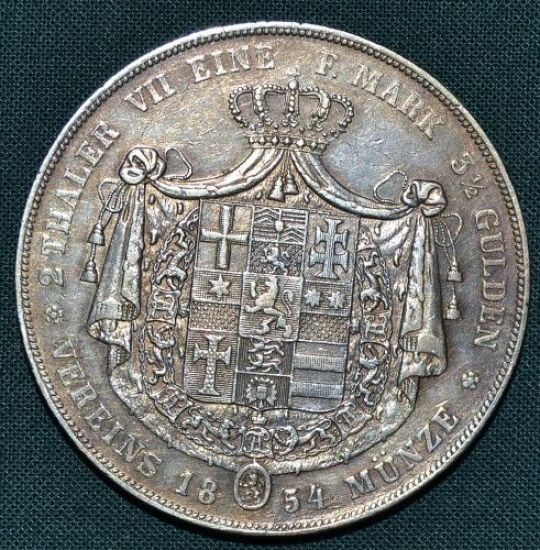 2 Tolar spolkovy 1854CP  Friedrich Wilh - A8310 | antikvariat - detail numismatiky