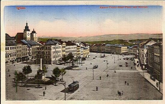 Iglau  Kaiser  Franz  Josef Platz mit Kretzel | antikvariat - detail pohlednice