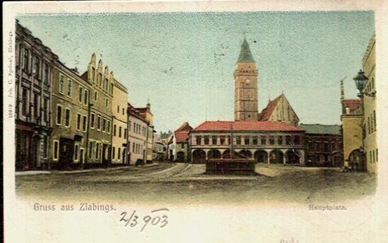 Gruss aus Zlabings  Hauptplatz Slavonice | antikvariat - detail pohlednice