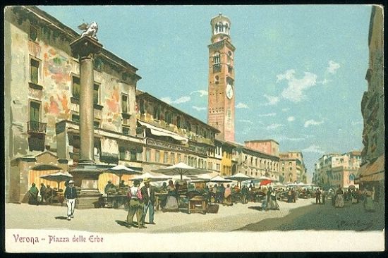 Verona  Pizza delle Erbe | antikvariat - detail pohlednice