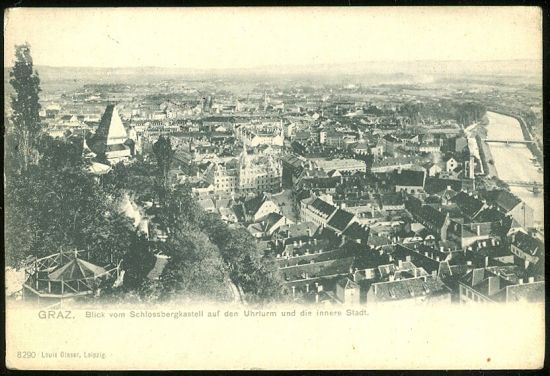 Graz | antikvariat - detail pohlednice