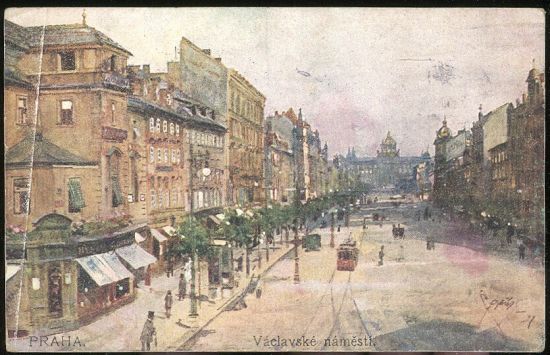 Praha  Vaclavske namesti | antikvariat - detail pohlednice