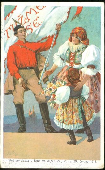 Slet sokolstva v Brne 1914 | antikvariat - detail pohlednice