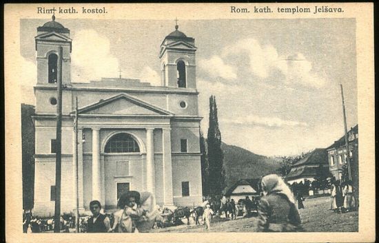 Jelsava  kostel | antikvariat - detail pohlednice