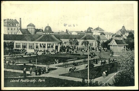 Lazne Podebrady  park | antikvariat - detail pohlednice