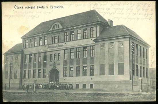 Verejna skola v Teplicich | antikvariat - detail pohlednice