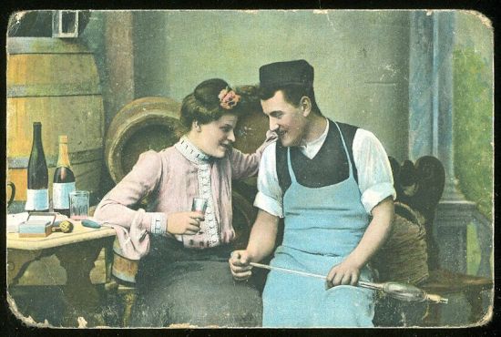 Posezeni u vina | antikvariat - detail pohlednice