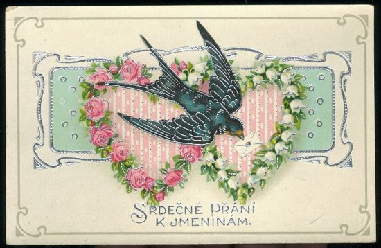 Srdecne prani k jmeninam | antikvariat - detail pohlednice