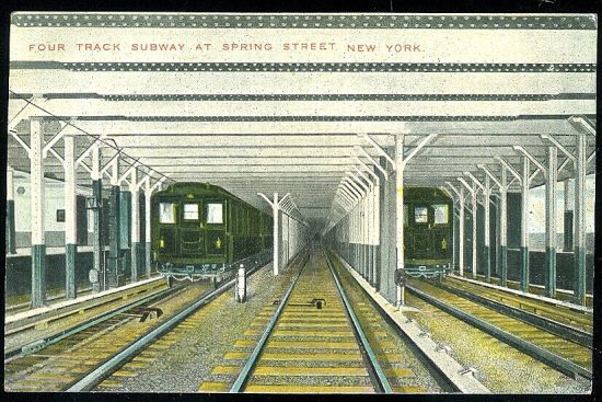 Four track subway at spring street New York | antikvariat - detail pohlednice