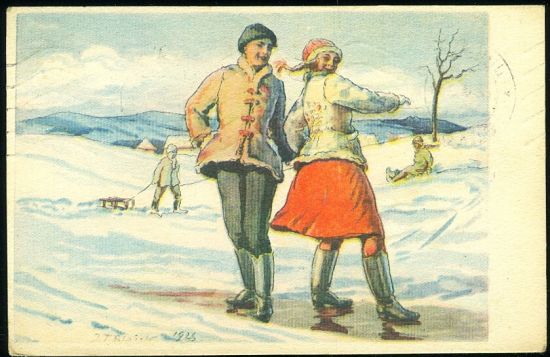 Radost mladi v zime | antikvariat - detail pohlednice