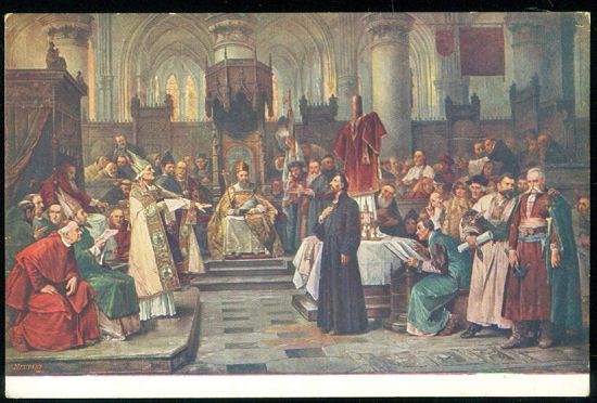 Mistr Jan Hus pred koncilem | antikvariat - detail pohlednice