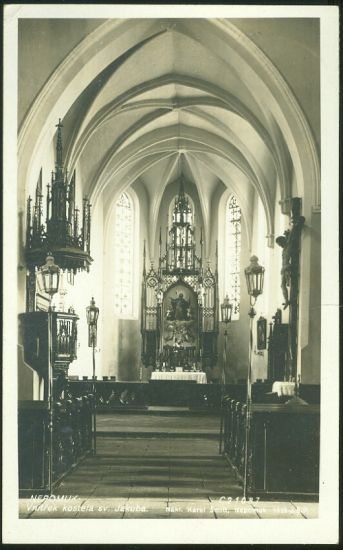 Nepomuk  vnitrek kostela sv Jakuba | antikvariat - detail pohlednice