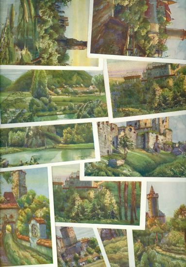 Hrady  soubor 11 ks akvarely | antikvariat - detail pohlednice